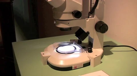 Laboratory microscope with illuminated observation dish Stock Footage 52085968