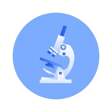 Laboratory microscope instrument in blue circle frame Illustrazione stock