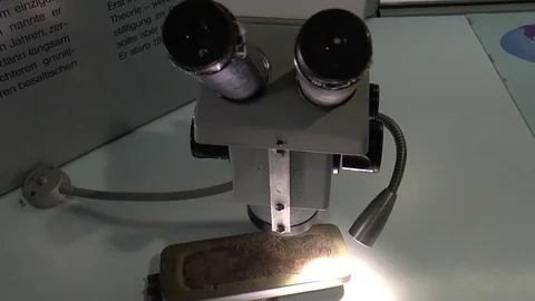 Laboratory Microscope with Lamp Stock Footage 78259378