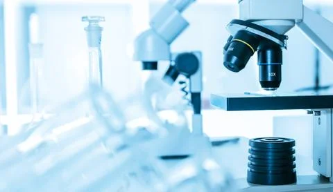 Laboratory microscope lens.laboratory room Stock Photos
