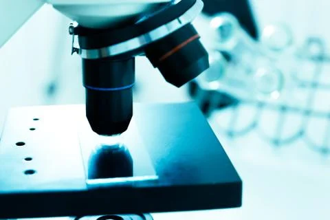 Laboratory microscope lens.laboratory room Stock Photos