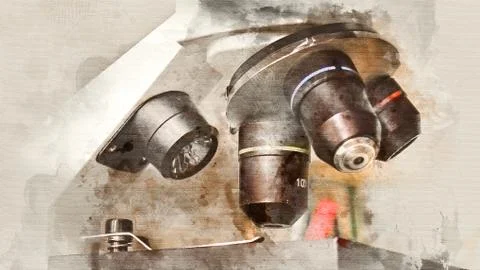 Laboratory microscope lens.modern microscopes Stockillustratie