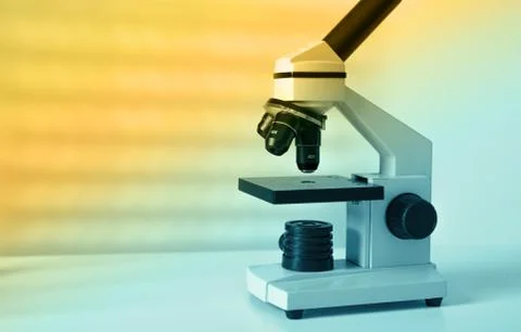 Laboratory microscope lens.modern microscopes in a lab Stock Photos