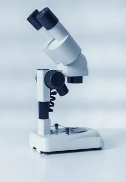 Laboratory microscope lens.modern microscopes in a lab Stock Photos