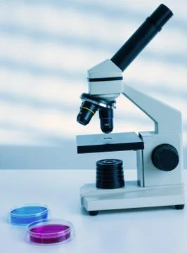 Laboratory microscope lens.modern microscopes in a lab Foto stock