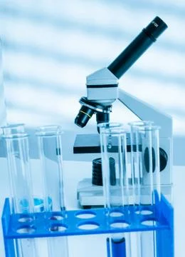 Laboratory microscope lens.modern microscopes in a lab Stock Photos