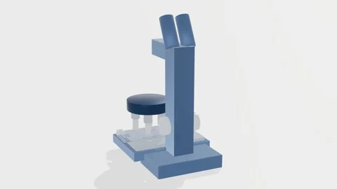 Laboratory microscope objective turret specimen slide loop 3D animation Stock Footage 341122058