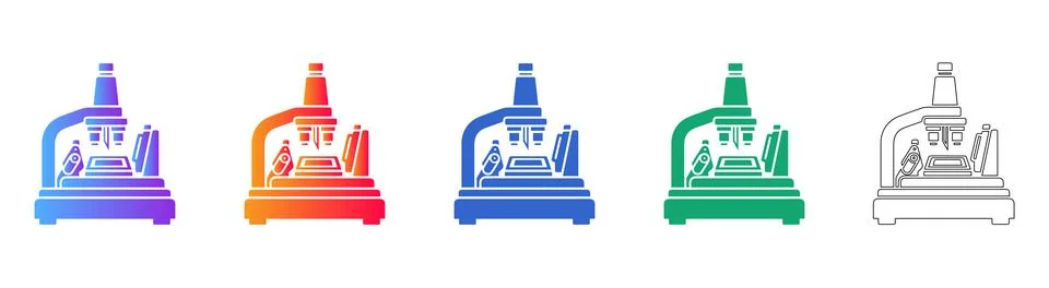 Laboratory Microscope Research Icon Set Stock Illustration