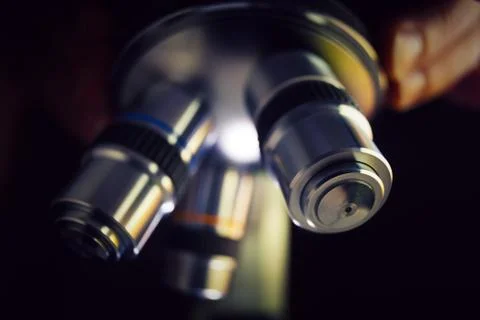 Laboratory microscope for scientific research. Stock Photos