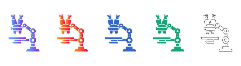 Laboratory Microscope Vector Icon Set Stock Illustration