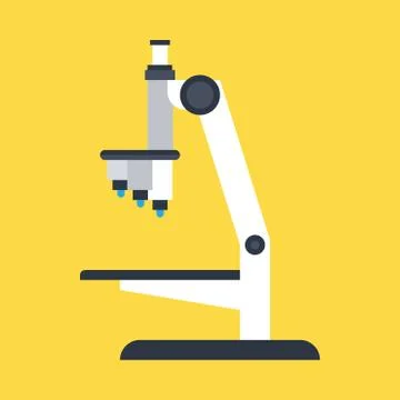 Laboratory microscope vector icon side view. Science isolated biology educati Stock Illustration