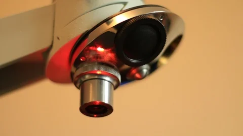 Laboratory microscope in working mode Stock Footage 114387144