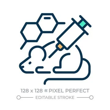 Laboratory mouse pixel perfect line color icon Stock-Illustration