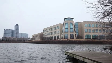 Laboratory Near Waterfront Stock Footage