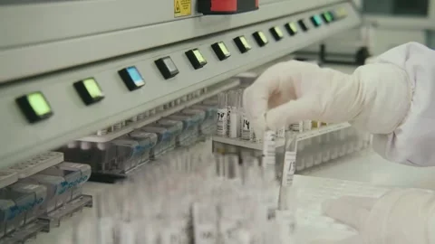 Laboratory nucleic acid testing equipment Video stock 288314617