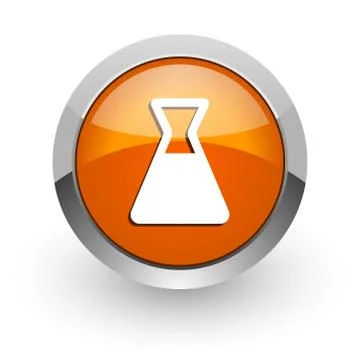 Laboratory orange glossy web icon Stock Illustration