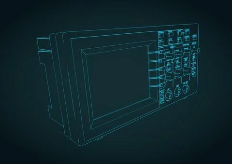 Laboratory oscilloscope illustration Stock Illustration