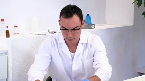 Laboratory of pharmacists for the study of various medicines Stock Footage 118120531