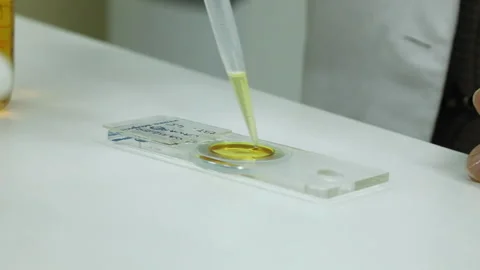 Laboratory pipette and sample Stock Footage 145362801