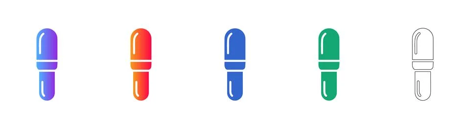 Laboratory Pipette Instrument Icons Set Stock Illustration