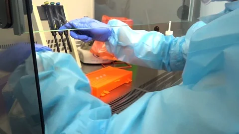 Laboratory. Polymerase chain reaction test for coronavirus KOVID-2019 Stock Footage 128164758