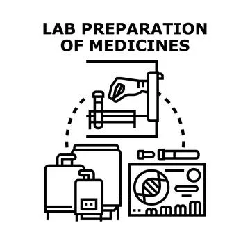 Laboratory preparation of medicine development research concept Stock Illustration