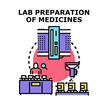 Laboratory preparing medicines using pharmaceutical equipment and technology Illustrazione stock