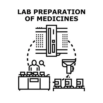Laboratory preparing medicines using pharmaceutical equipment and technology Stock Illustration