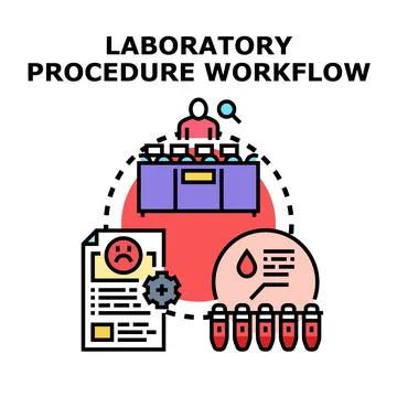 Laboratory procedure workflow illustrating scientific diagnostic testing pr.. Stock Illustration