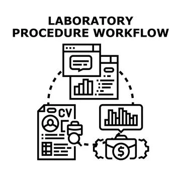 Laboratory procedure workflow vector black concept 스톡 일러스트