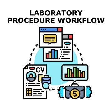 Laboratory procedure workflow vector color concept 스톡 일러스트
