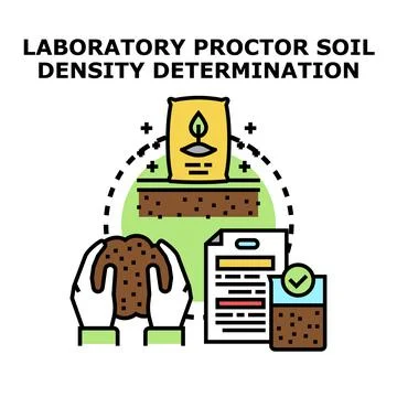 Laboratory proctor soil density determination analysis measuring Stock Illustration