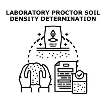 Laboratory proctor soil density determination analysis measuring Stock Illustration