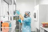 Laboratory For The Production Of Biomaterials. People Do Research. Stock Photos