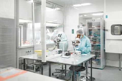 Laboratory for the production of biomaterials. People do research. Stock Photos