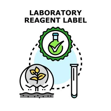 Laboratory reagent label concept developing plant research Stock Illustration