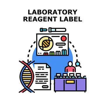 Laboratory reagent label concept for scientific research イラスト素材