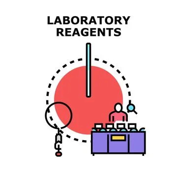Laboratory reagents concept with chemist working Stock Illustration