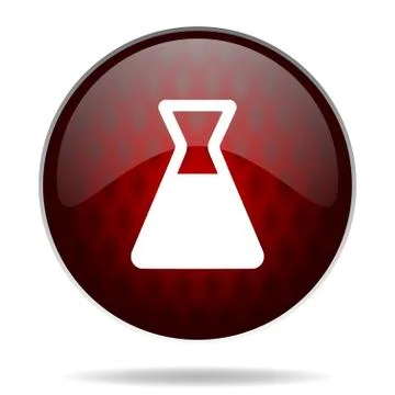 Laboratory red glossy web icon on white background. Stock Illustration