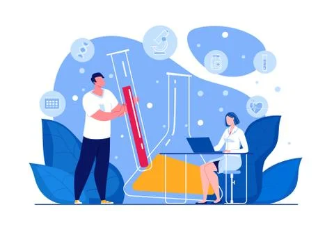 Laboratory research and experiments. Illustrazione stock