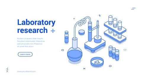 Laboratory Research And Science Experiment Isometric Banner Vector Illustrati Stock Illustration