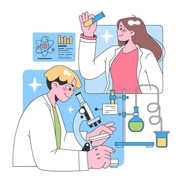 Laboratory research concept. Flat vector illustration. Illustrazione stock