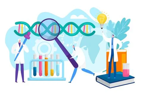 Laboratory research concept, vector illustration. Science, chemistry, biology Stock Illustration