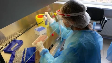 Laboratory for research on COVID-19. AIDS Research Laboratory. Stock Footage 144595593