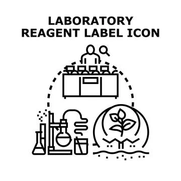Laboratory research examining reagent solutions and plant growth Stock Illustration
