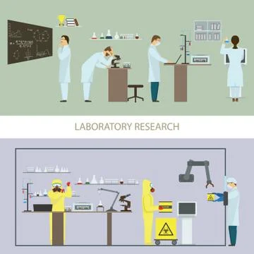 Laboratory Research by Group of Scientists. Stock Illustration