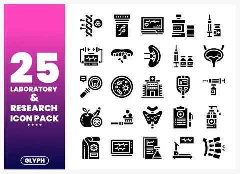 Laboratory Research Icon Pack Stock Illustration