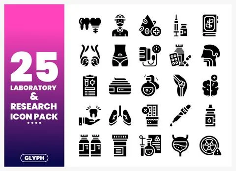 Laboratory Research Icon Pack Stock Illustration