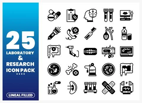 Laboratory Research Icons Stock Illustration