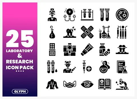 Laboratory Research Icons Stock Illustration